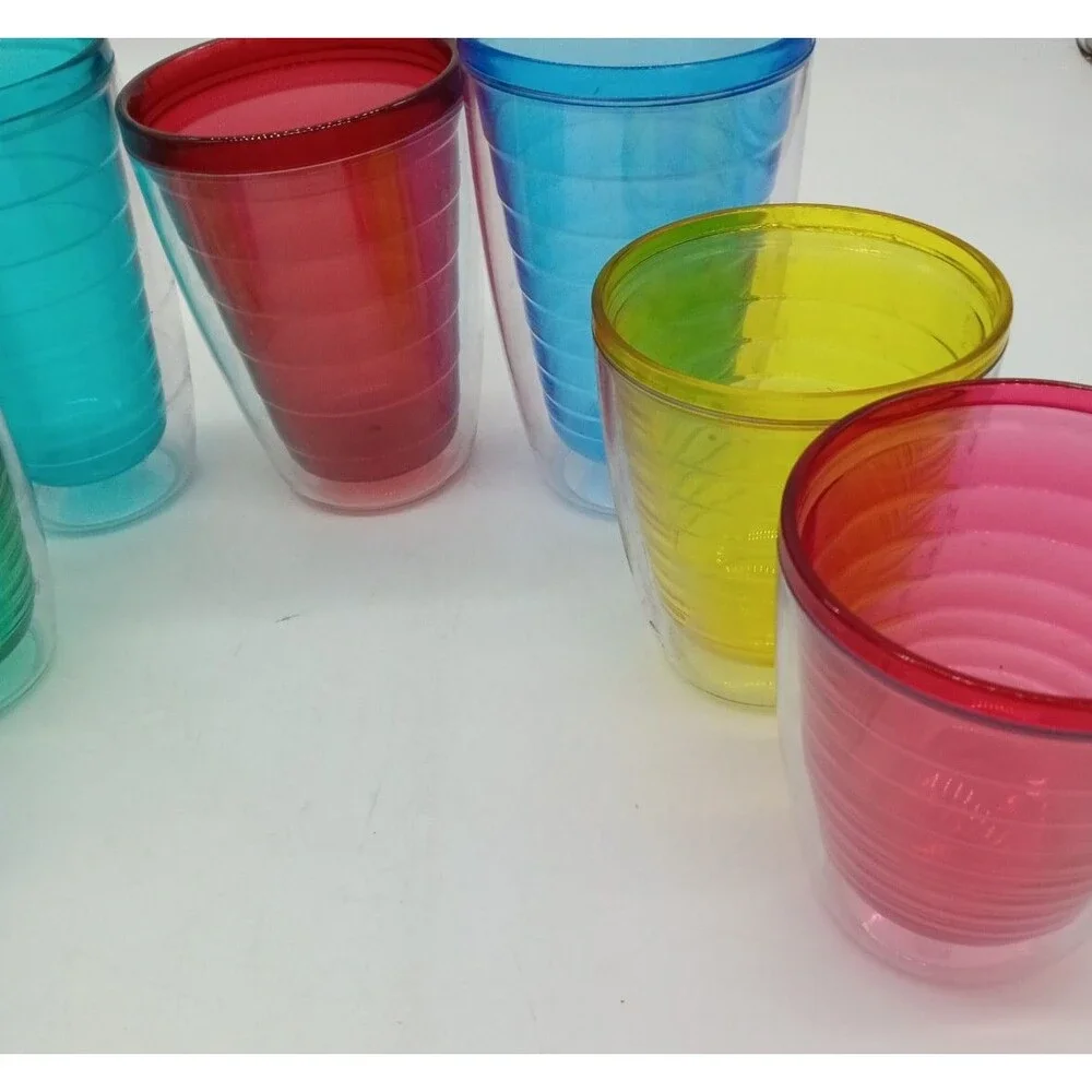 Vintage Connoisserve 7 Multicolor Retro Plastic Double Insulted Tumblers